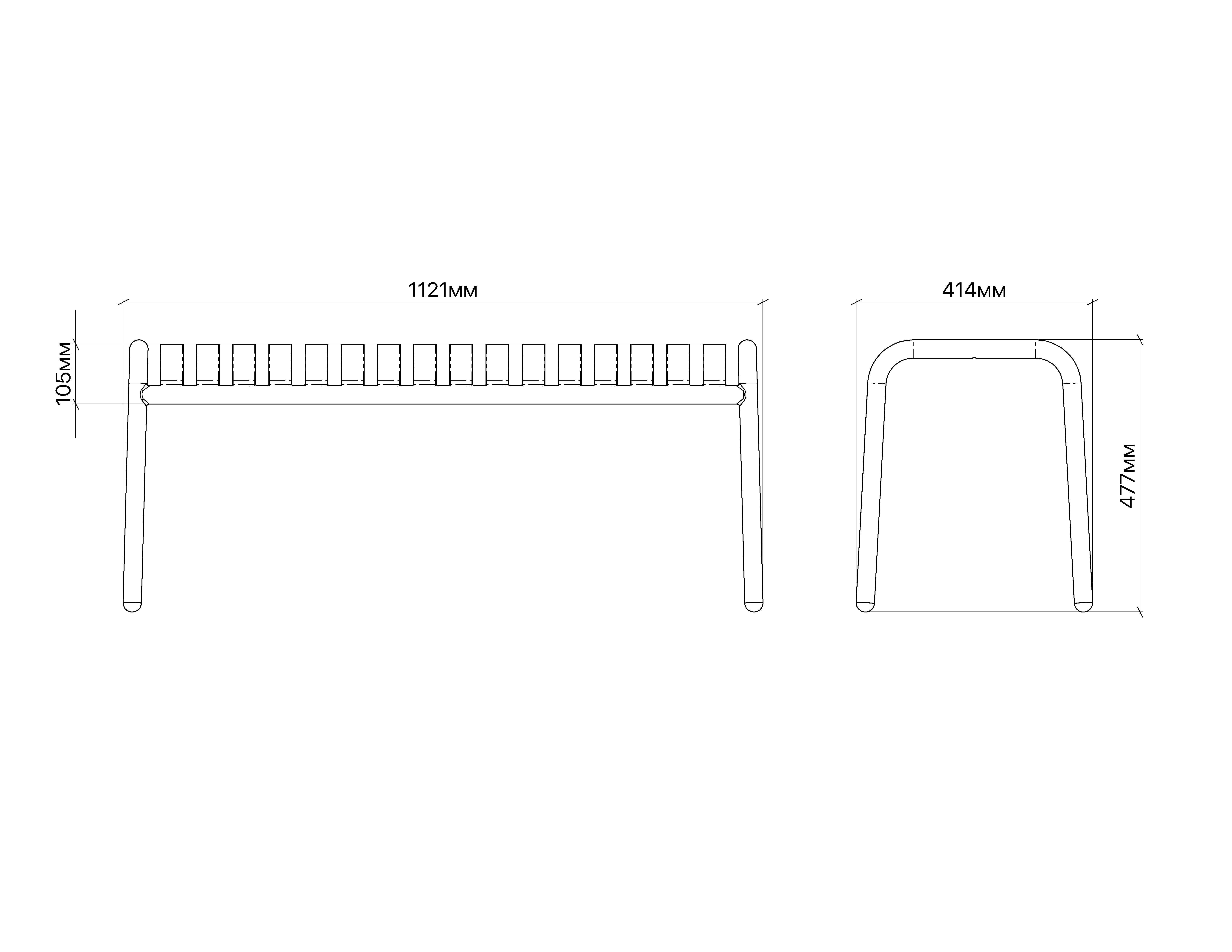 Скамья прямая Flow, RAL 7024-темно-серый 2